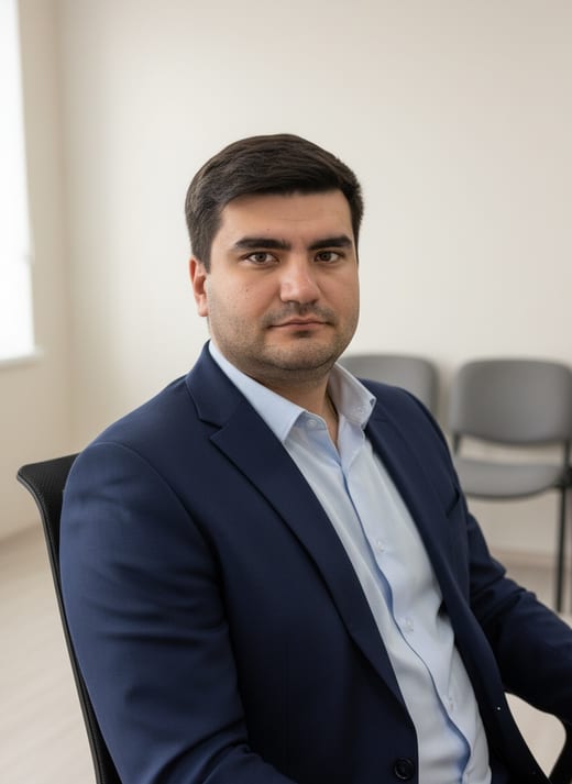 Комната интервью — сидя · крупный план