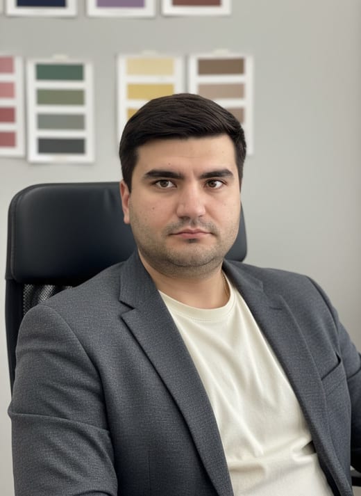 Студия — материалы — сидя · крупный план