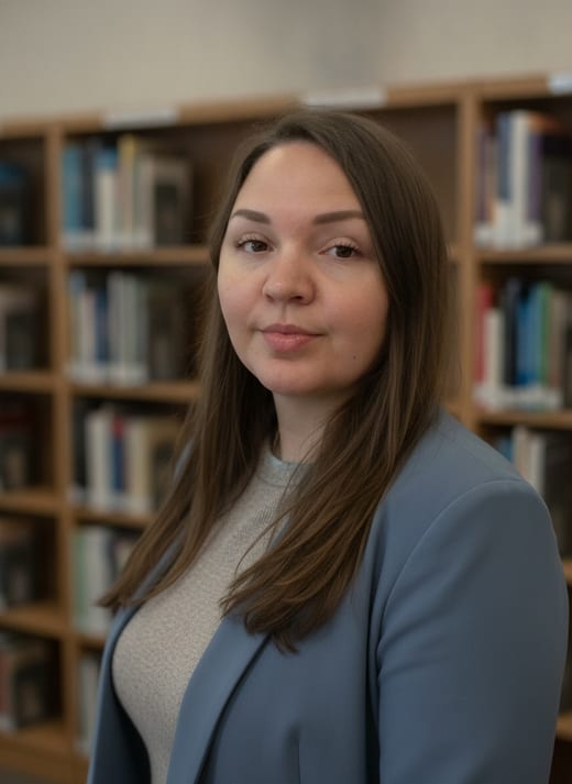 Школьная библиотека — стоя · крупный план