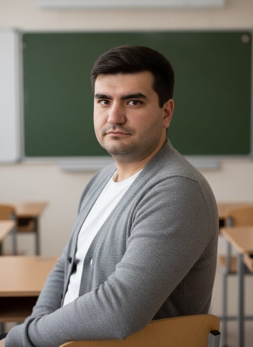 Кабинет — пустая доска — сидя · крупный план